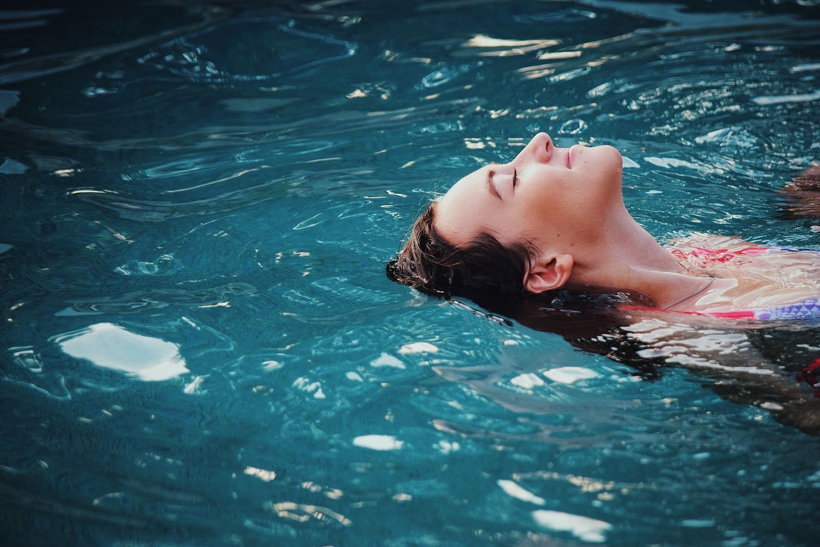 Floating in a saltwater pool